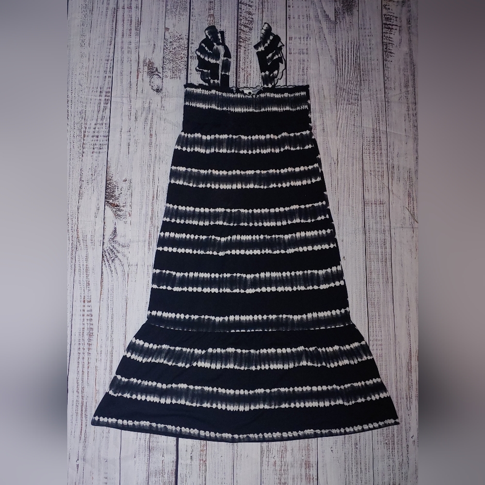 Wonder Nation Spring/Summer Fashion Dress, Black & White Tie Dye Size XL (14-16)